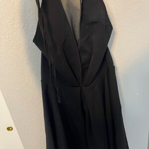 GB S Black deep V mesh dress